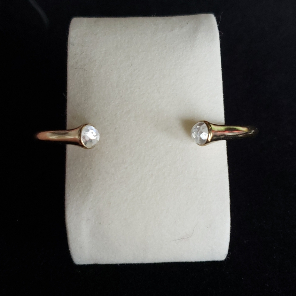 Melinda Maria Gold Open Cuff Bracelet with Clear Stones